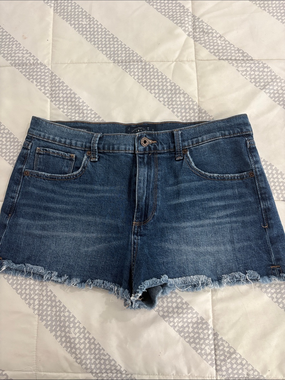 Lucky Brand Frayed Hem Denim Shorts - Blue